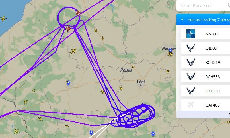 Two NATO AWACS orbiting over Poland